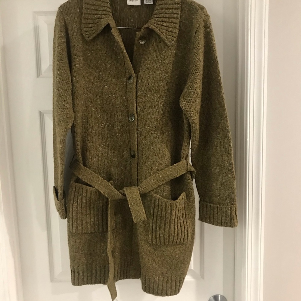 Long button dow wrap cardigan